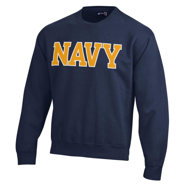 Mens Crew Sweatshirt NAVY Gold Letters